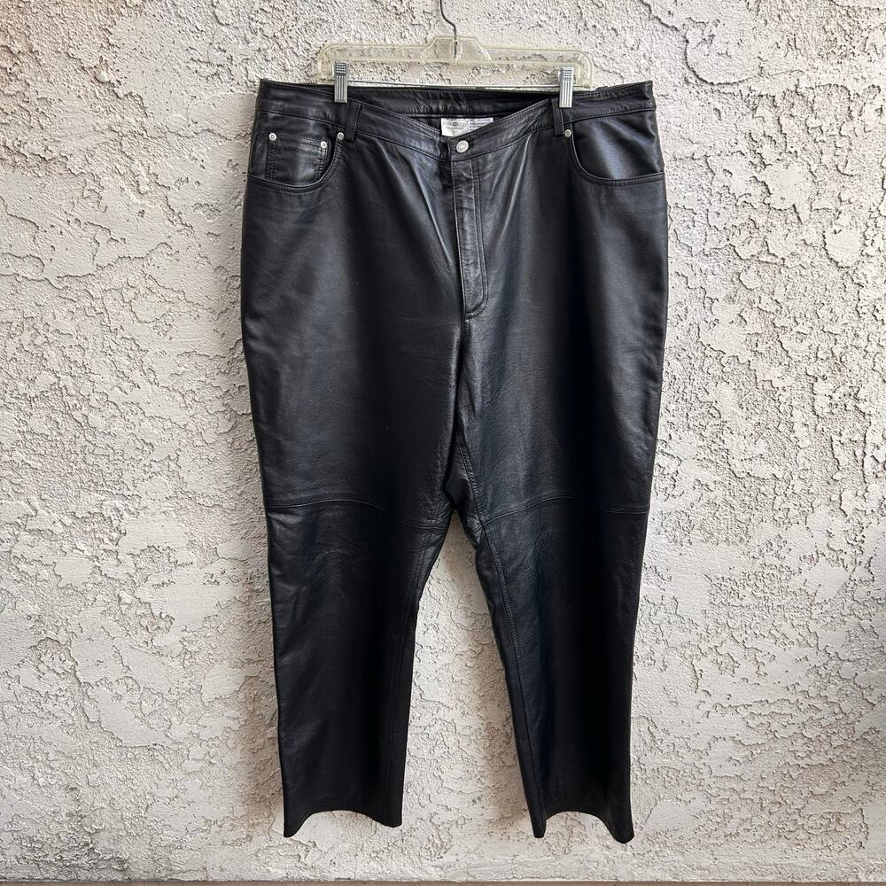 Jeanology Black Leather Pants Women’s Plus Size 22W Straight Leg